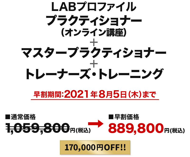 LABプロファイルプラクティショナー(オンライン講座)+マスタープラクティショナー+トレーナーズ・トレーニング